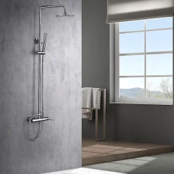 Imex Products Colonne de douche mitigeur monocommande chrome acier et laiton avec douchette extensible* Colonne De Douche Encastrable