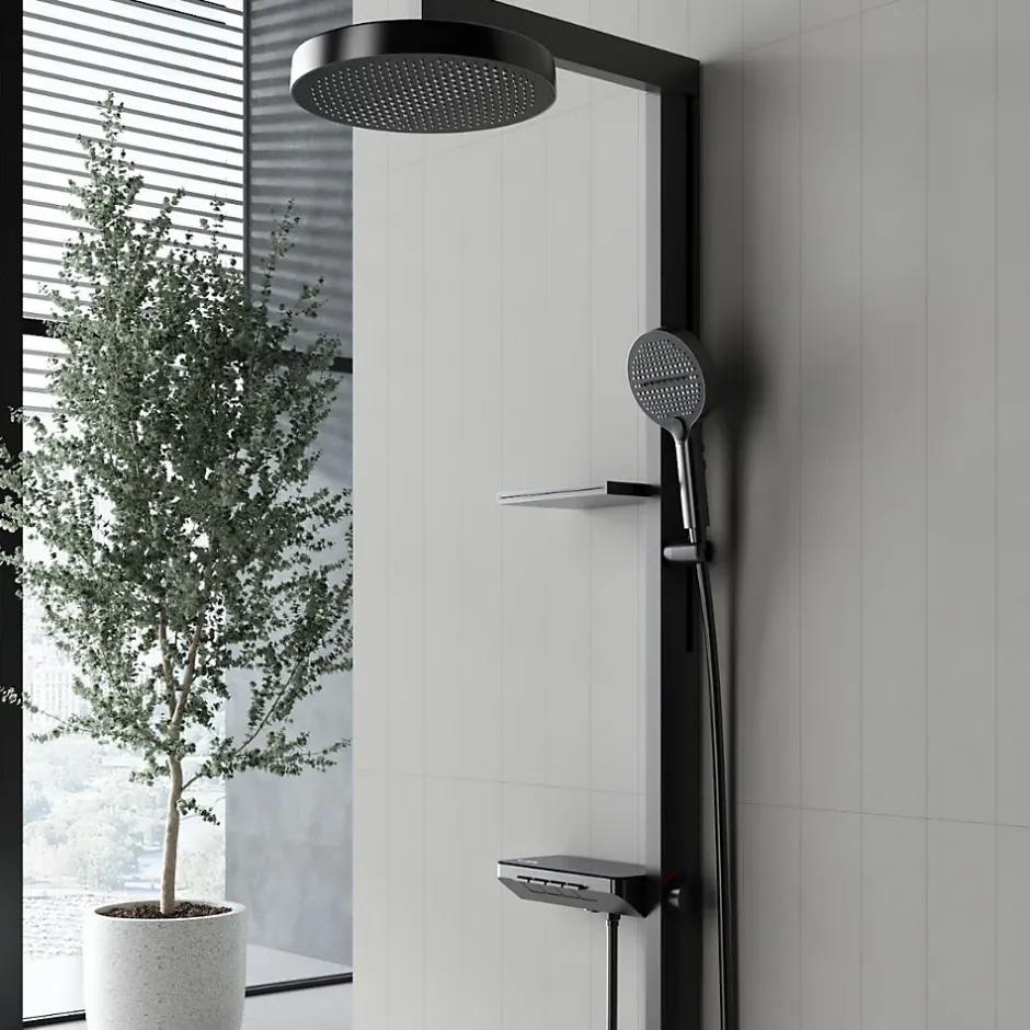 Dileci Colonne de douche moderne multifonction gris métallisé -* Colonne De Douche Mécanique