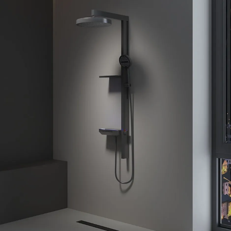 Dileci Colonne de douche moderne multifonction gris métallisé -* Colonne De Douche Mécanique
