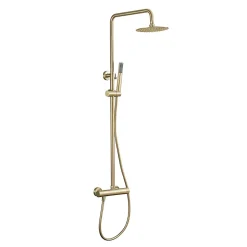 Kibath Colonne de douche monocommande ronde PRO, 78-125 cm, finition OR brossé, en laiton