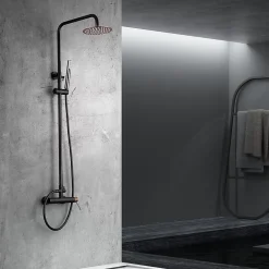 Imex Products Colonne de douche monocommande noir mat et or rose en acier et laiton* Colonne De Douche Encastrable
