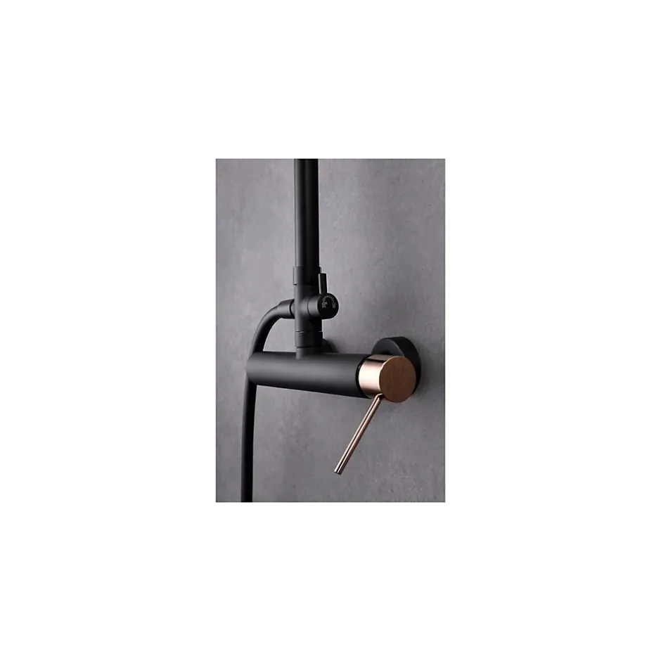 Imex Products Colonne de douche monocommande noir mat et or rose en acier et laiton* Colonne De Douche Encastrable