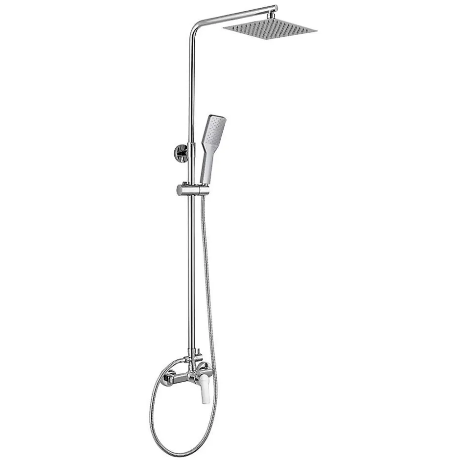 Kibath Colonne de douche monocommande carrée SIX, 79-125 cm, finition chrome poli, en laiton