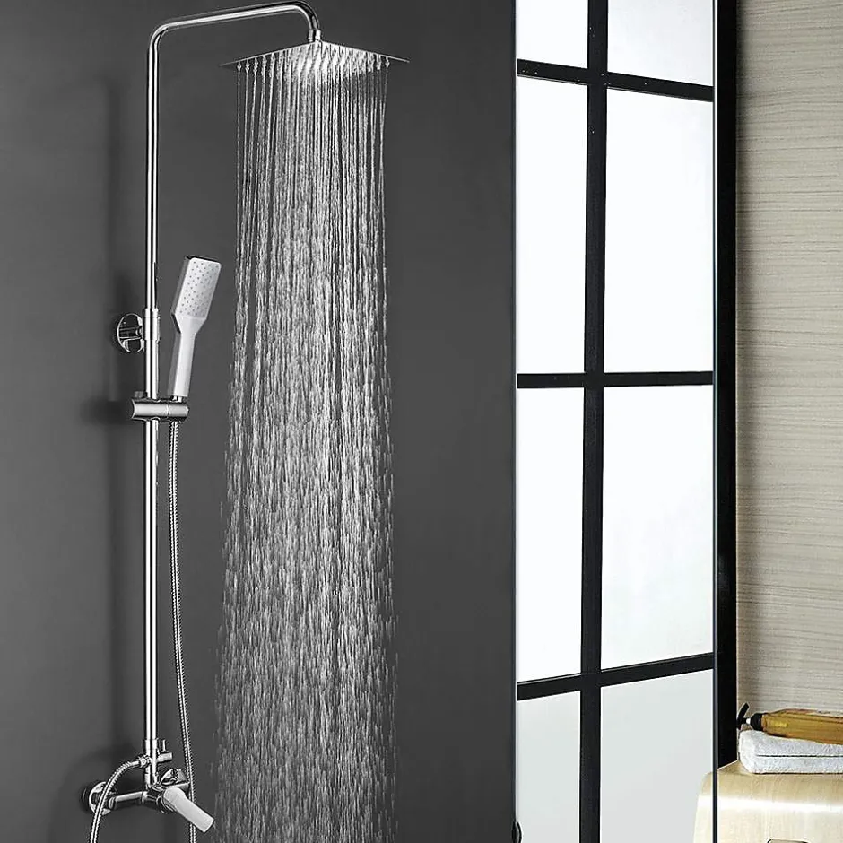 Kibath Colonne de douche monocommande carrée SIX, 79-125 cm, finition chrome poli, en laiton