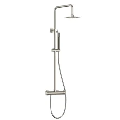 Kibath Colonne de douche monocommande ronde PRO, 78-125 cm, finition nickel brossé, en laiton* Colonne De Douche Mécanique