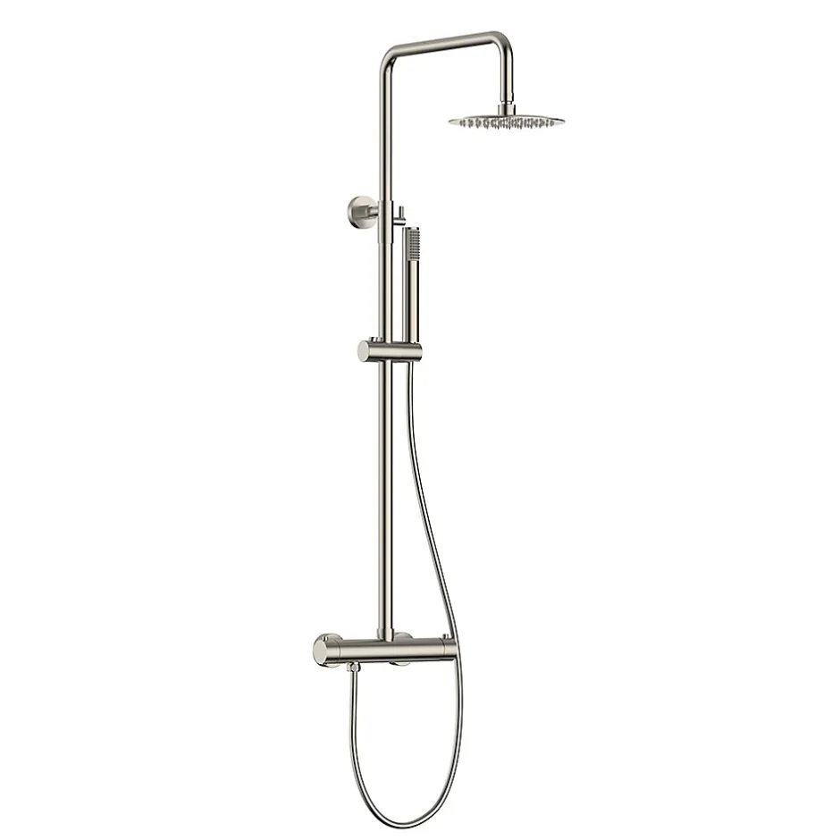 Kibath Colonne de douche monocommande ronde PRO, 78-125 cm, finition nickel brossé, en laiton* Colonne De Douche Mécanique