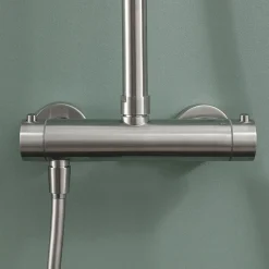 Kibath Colonne de douche monocommande ronde PRO, 78-125 cm, finition nickel brossé, en laiton* Colonne De Douche Mécanique