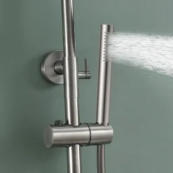 Kibath Colonne de douche monocommande ronde PRO, 78-125 cm, finition nickel brossé, en laiton* Colonne De Douche Mécanique