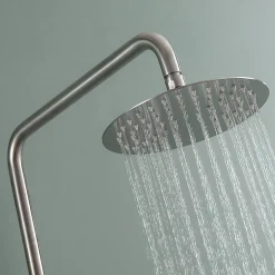 Kibath Colonne de douche monocommande ronde PRO, 78-125 cm, finition nickel brossé, en laiton* Colonne De Douche Mécanique