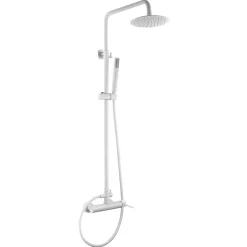 Imex Products Colonne de douche monocommande blanche acier et laiton avec douchette extensible