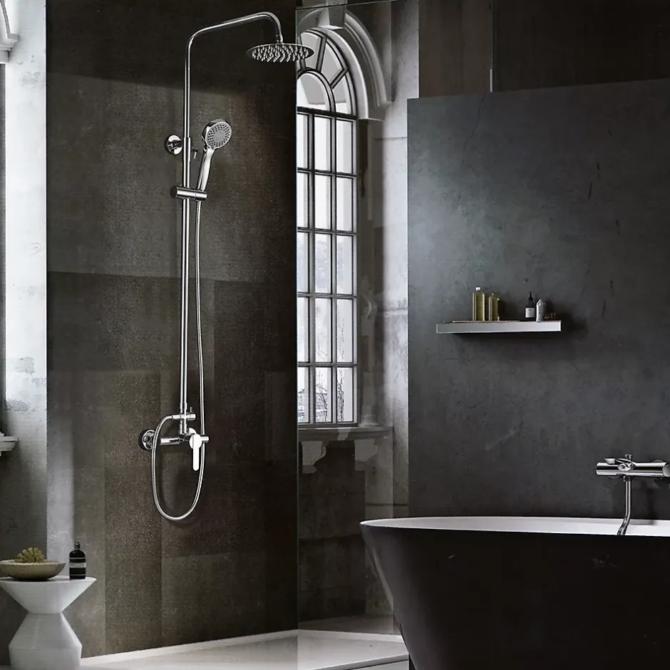 Imex Products Colonne de douche murale en acier et laiton finition chromee extensible* Colonne De Douche Encastrable