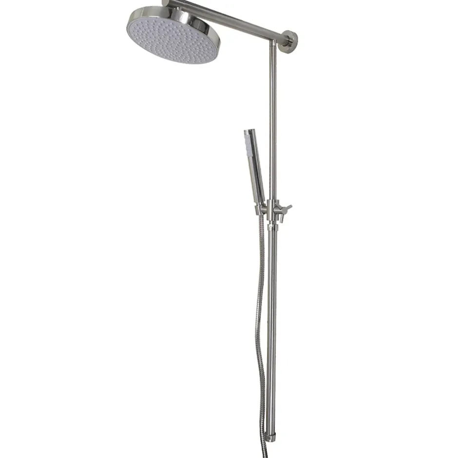 Autres Colonne de douche nickel combiné pommeau et douchette reglable Sans robinet