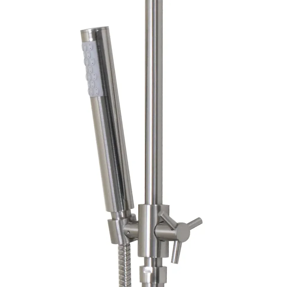 Autres Colonne de douche nickel combiné pommeau et douchette reglable Sans robinet