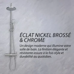Dileci Colonne de douche nickel brossé,chrome - 2 fonctions -* Colonne De Douche Mécanique