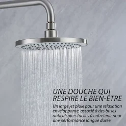 Dileci Colonne de douche nickel brossé,chrome - 2 fonctions -* Colonne De Douche Mécanique