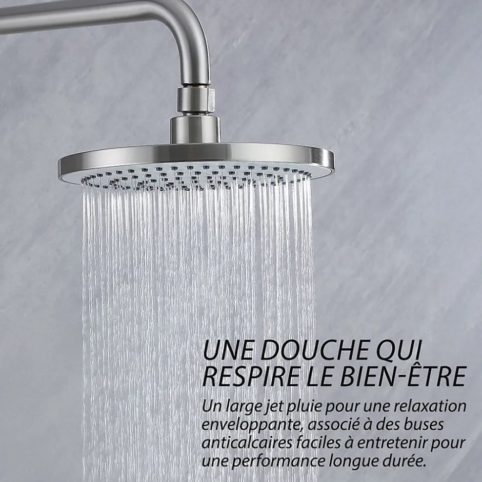 Dileci Colonne de douche nickel brossé,chrome - 2 fonctions -* Colonne De Douche Mécanique