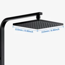 Auralum Max Colonne de Douche Noir avec Mitigeur Thermostatique 2 Fonctions Ensemble de Douche Noir en Laiton, Haute Réglable 110-137 cm