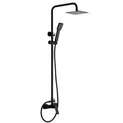 Imex Products Colonne de douche noir mat acier et cuivre avec mitigeur monocommande et douchette extensible