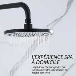 Dileci Colonne de douche noir mat - 2 fonctions -