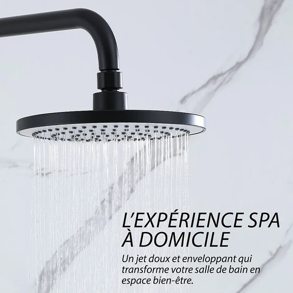 Dileci Colonne de douche noir mat - 2 fonctions -