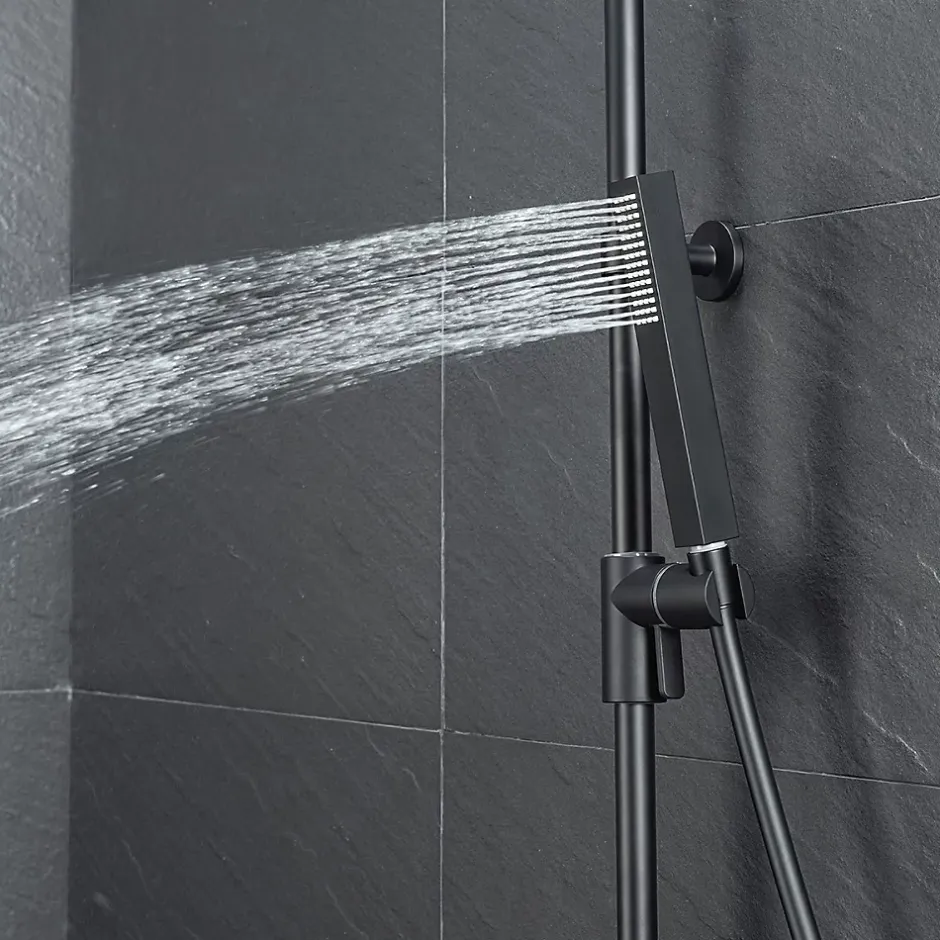 Bain-Bain Colonne de douche Noir Mat Avec Tablette KIRA -* Colonne De Douche Sans Robinetterie