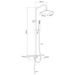Bain-Bain Colonne de douche Noir Mat Avec Tablette KIRA -* Colonne De Douche Sans Robinetterie