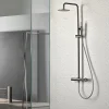Imex Products Colonne de douche noire gun metal en acier et laiton avec douchette extraplats anticalcaire