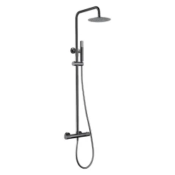Imex Products Colonne de douche noire gun metal en acier et laiton avec douchette extraplats anticalcaire