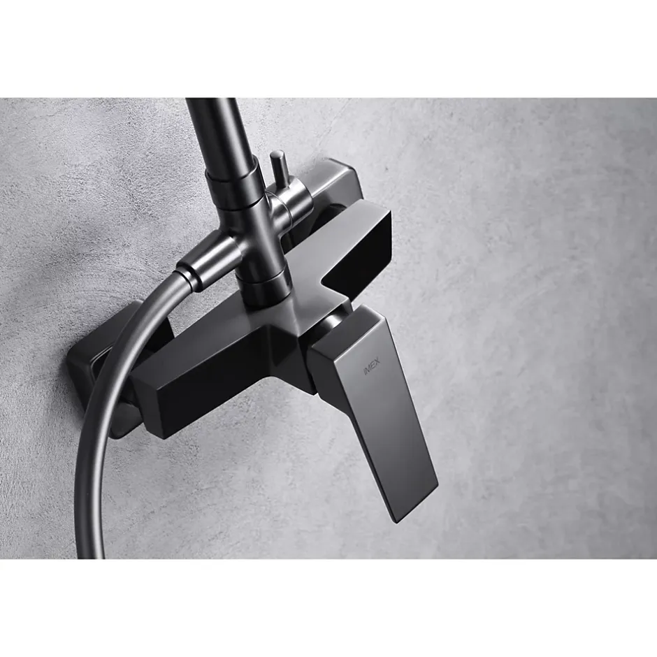 Imex Products Colonne de douche noire gun metal en acier et laiton avec mitigeur monocommande* Colonne De Douche Encastrable
