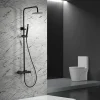 Imex Products Colonne de douche noire mate acier et laiton mitigeur monocommande avec douchette extensible* Colonne De Douche Encastrable