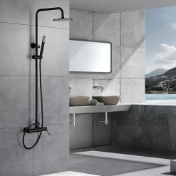 Imex Products Colonne de douche noire mat en acier et laiton avec flexible PVC et pommeau anticalcaire* Colonne De Douche Encastrable