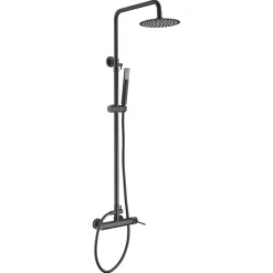Imex Products Colonne de douche noire mat en acier et laiton avec flexible PVC et pommeau anticalcaire* Colonne De Douche Encastrable