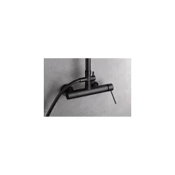 Imex Products Colonne de douche noire mat en acier et laiton avec flexible PVC et pommeau anticalcaire* Colonne De Douche Encastrable