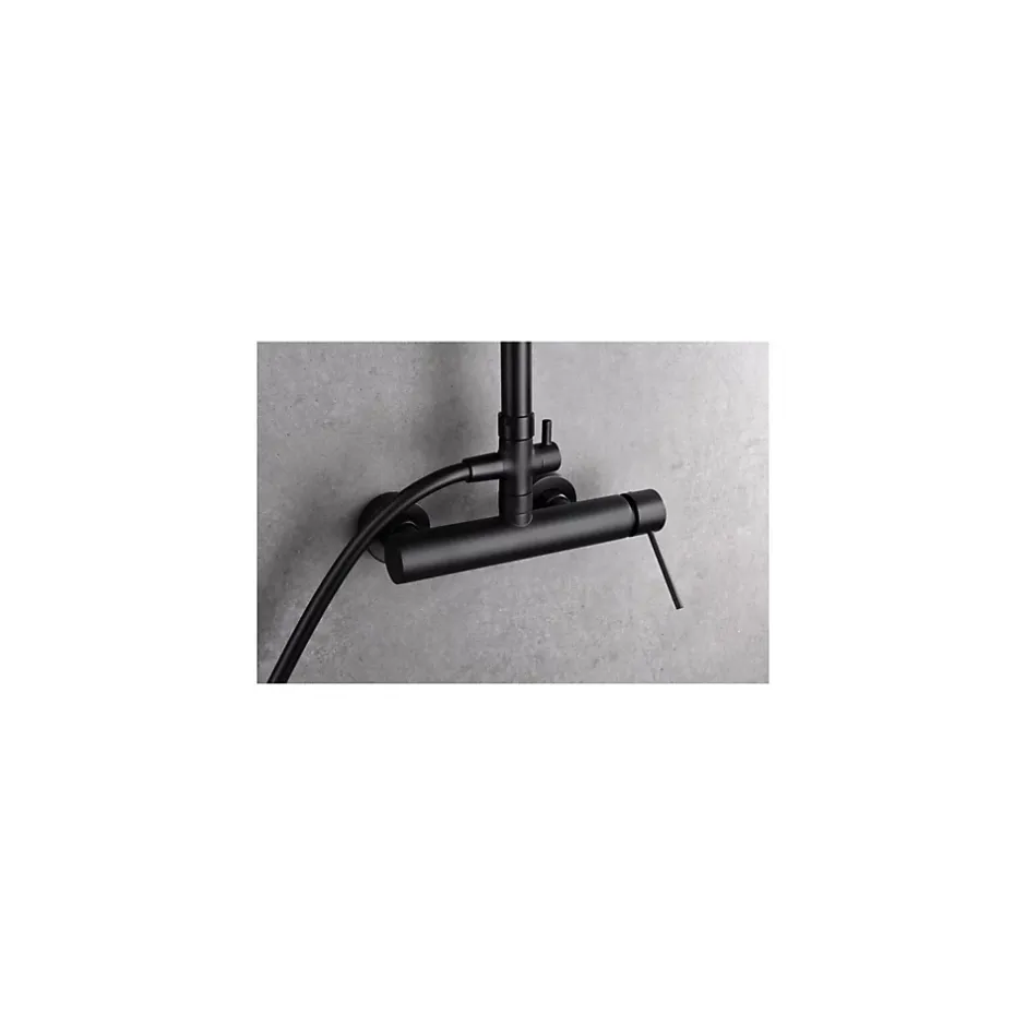 Imex Products Colonne de douche noire mat en acier et laiton avec flexible PVC et pommeau anticalcaire* Colonne De Douche Encastrable