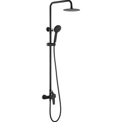 Imex Products Colonne de douche noire mate en acier et laiton avec flexible et pommeau extraplats* Colonne De Douche Mécanique