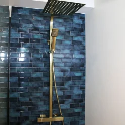Essebagno Colonne de douche or brossé avec thermostatique 300 Quartos* Colonne De Douche Thermostatique