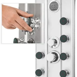 Tectake Colonne de douche Panneau de douche en Aluminium argent* Colonne De Douche Encastrable