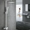 Homelody Colonne de Douche Peinture Blanc Ensemble de Douche Hauteur Réglable avec Mitigeur Mécanique Moderne pour Salle de Bain