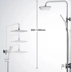 Homelody Colonne de Douche Peinture Blanc Ensemble de Douche Hauteur Réglable avec Mitigeur Mécanique Moderne pour Salle de Bain