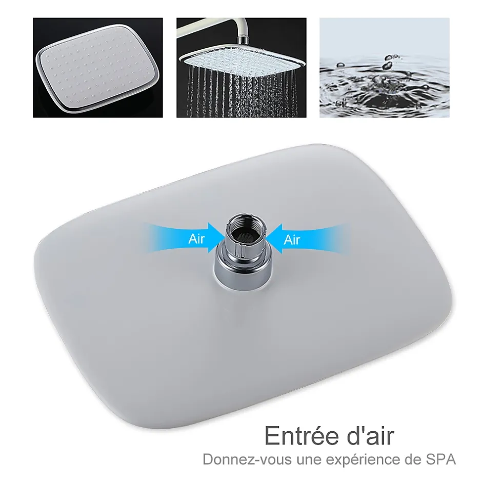 Homelody Colonne de Douche Peinture Blanc Ensemble de Douche Hauteur Réglable avec Mitigeur Mécanique Moderne pour Salle de Bain