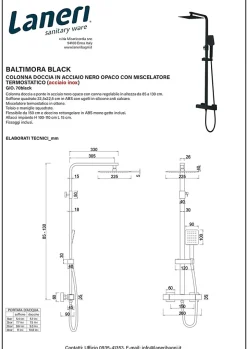 Laneri COLONNE DE DOUCHE PONT EN ACIER NOIR MAT, THERMOSTATIQUE