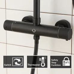 Cecipa Max Colonne de Douche Robinetterie Thermostatique , Ensemble de Douche Chrome avec pommeau + Douchette 4 jets