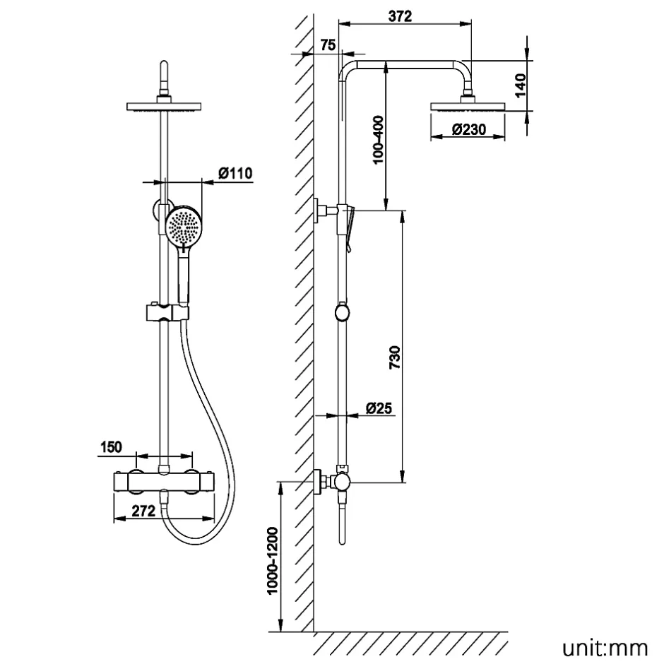 Cecipa Max Colonne de Douche Robinetterie Thermostatique , Ensemble de Douche Chrome avec pommeau + Douchette 4 jets