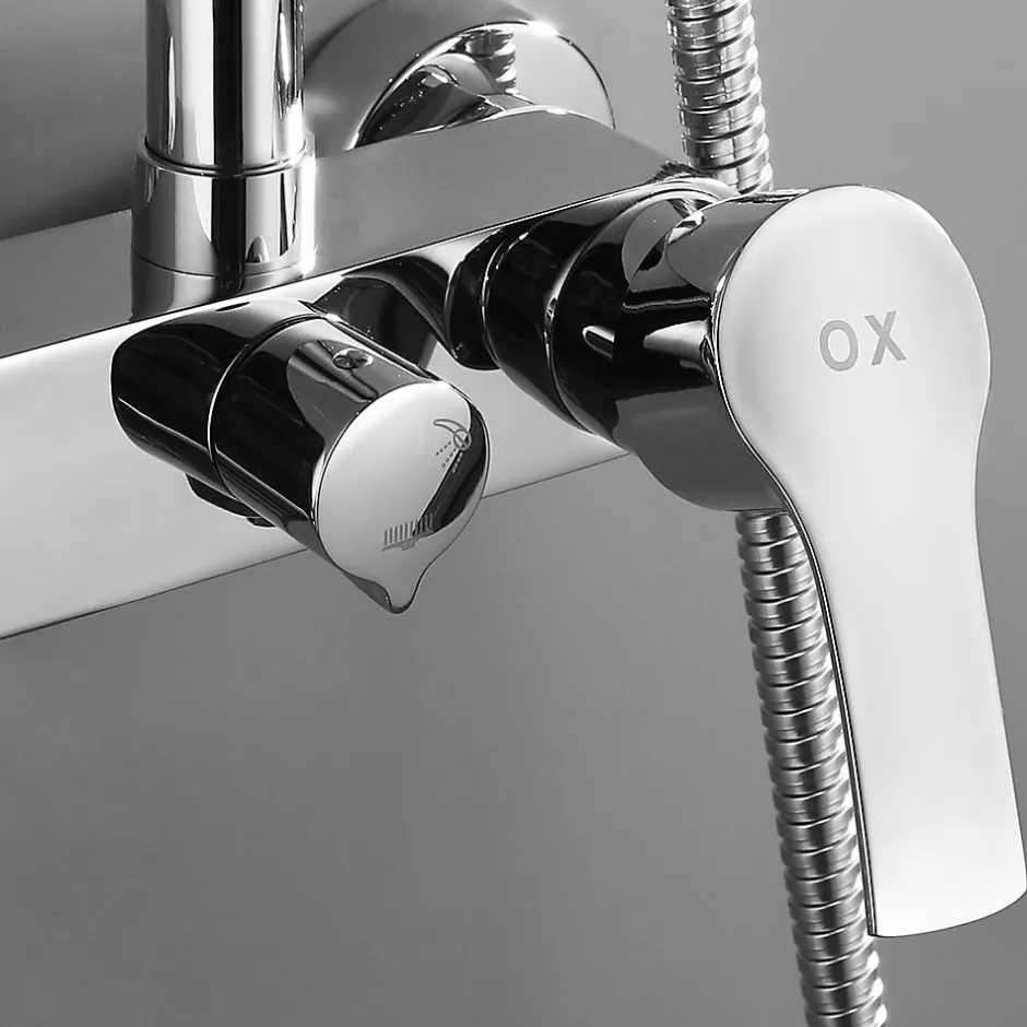 Kibath Colonne de douche ronde CAN monocommande, 83-126 cm, finition chrome poli, en laiton* Colonne De Douche Mécanique