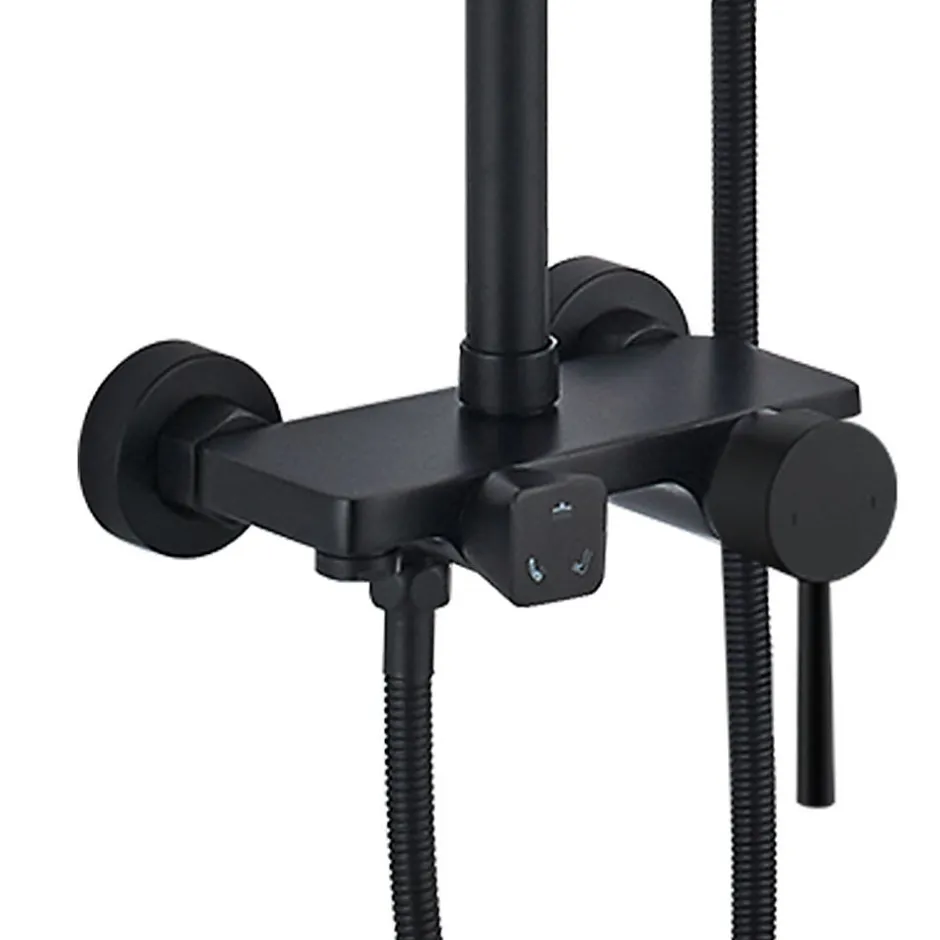 Kibath Colonne de douche ronde monocommande 3 voies OSO, 96-136 cm, finition BLACK GOLD mat, en laiton