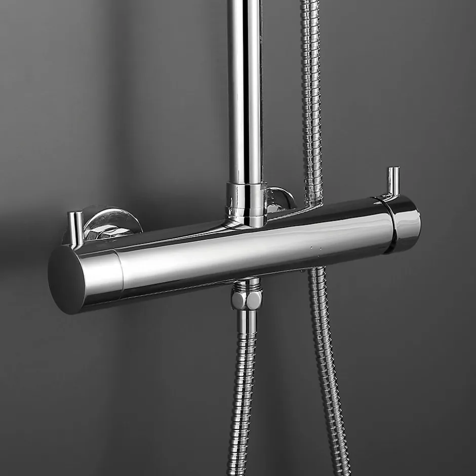 Kibath Colonne de douche ronde monocommande RAPIDA avec finition chromée brillante en laiton* Colonne De Douche Mécanique