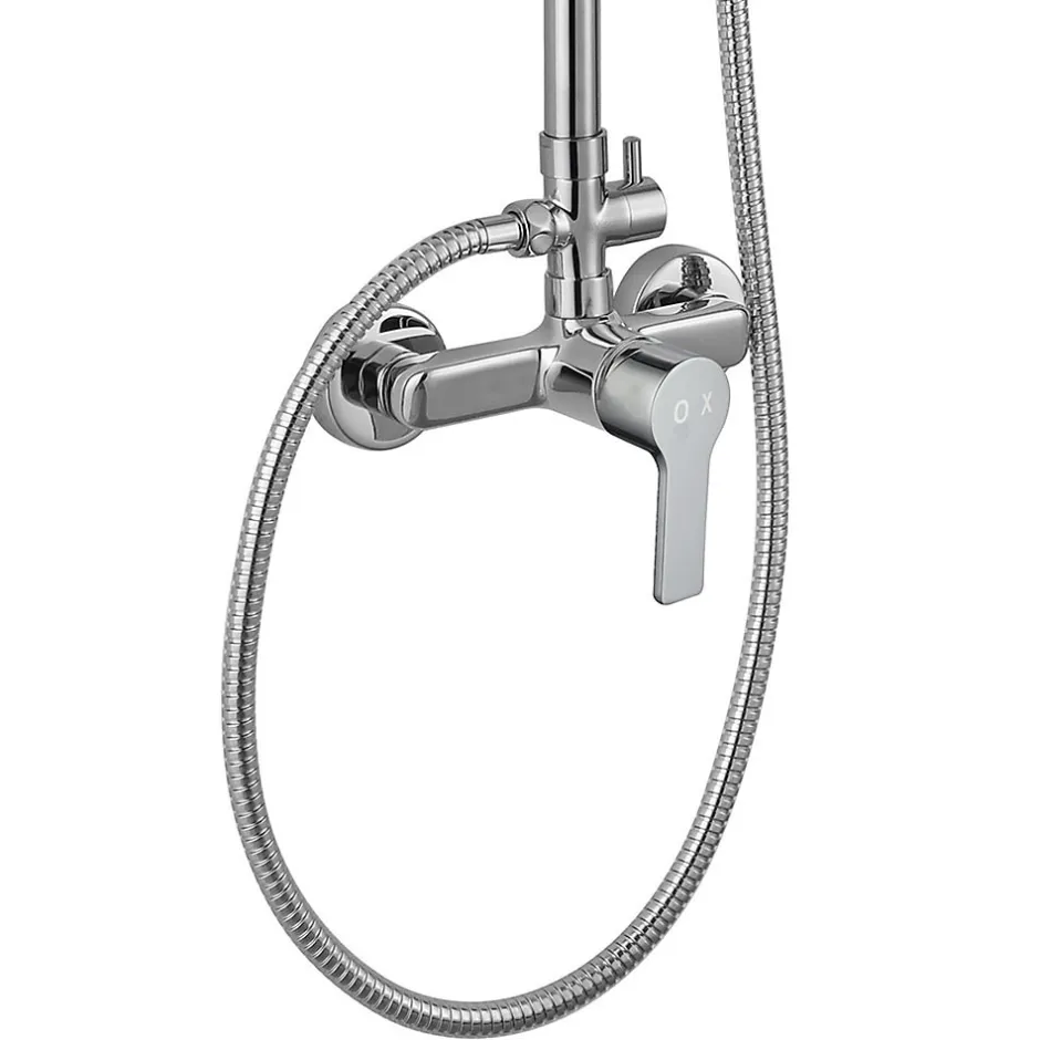 Kibath Colonne de douche ronde monocommande PIN, 80-120 cm, finition chrome poli, en laiton