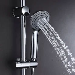 Kibath Colonne de douche ronde monocommande PIN, 80-120 cm, finition chrome poli, en laiton
