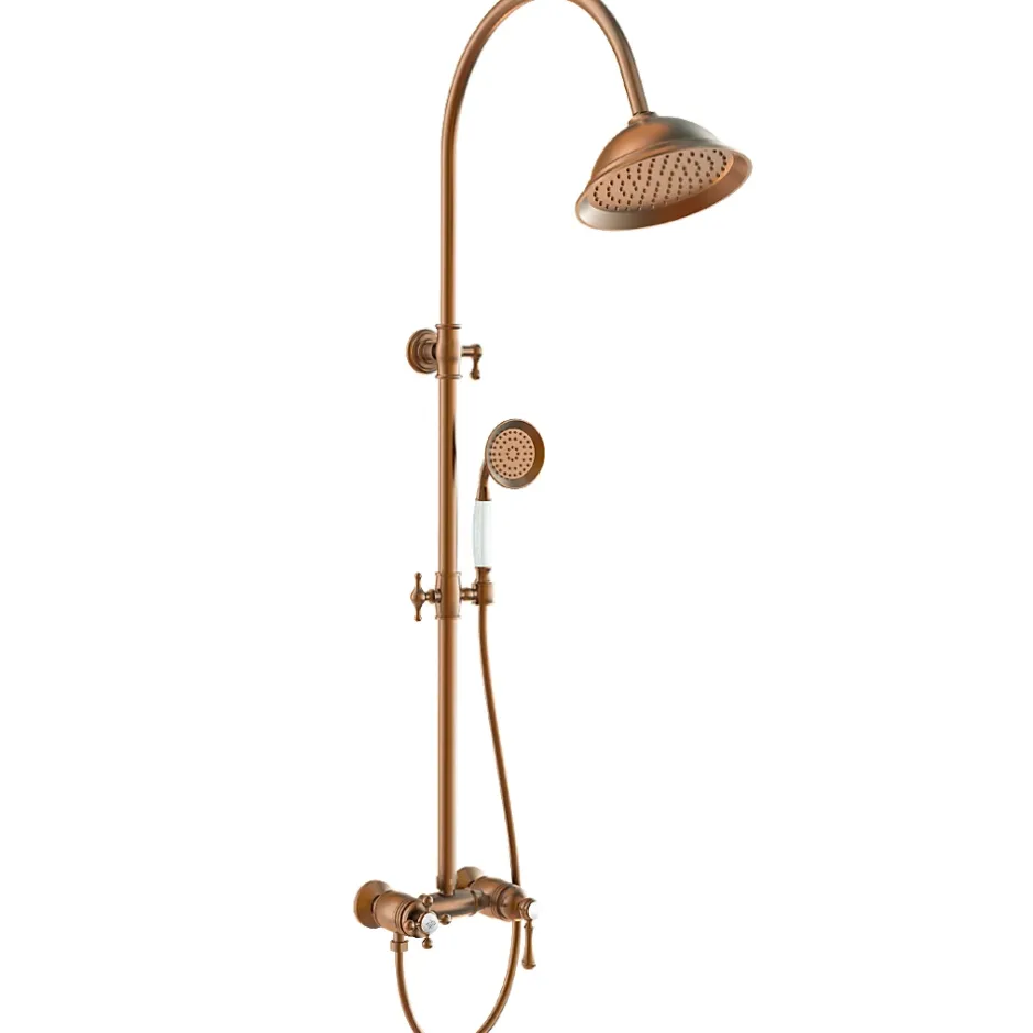 Essebagno Colonne de douche rétro cuivre brossé mitigeur mécanique Leeds