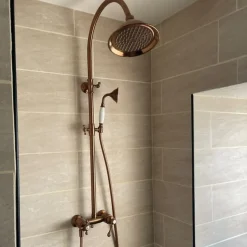 Essebagno Colonne de douche rétro cuivre brossé mitigeur mécanique Leeds